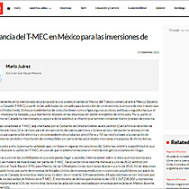 La relevancia del T-MEC en Mxico para las inversiones de capital